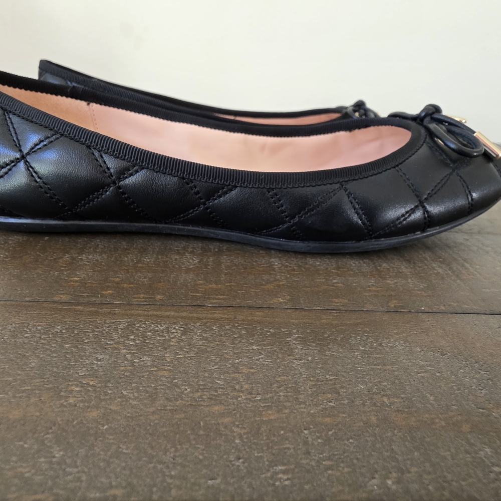 Kate Spade  NY Quilted Black Leather Ballet Flats - SZ 8- Like New - Picture 7 of 11
